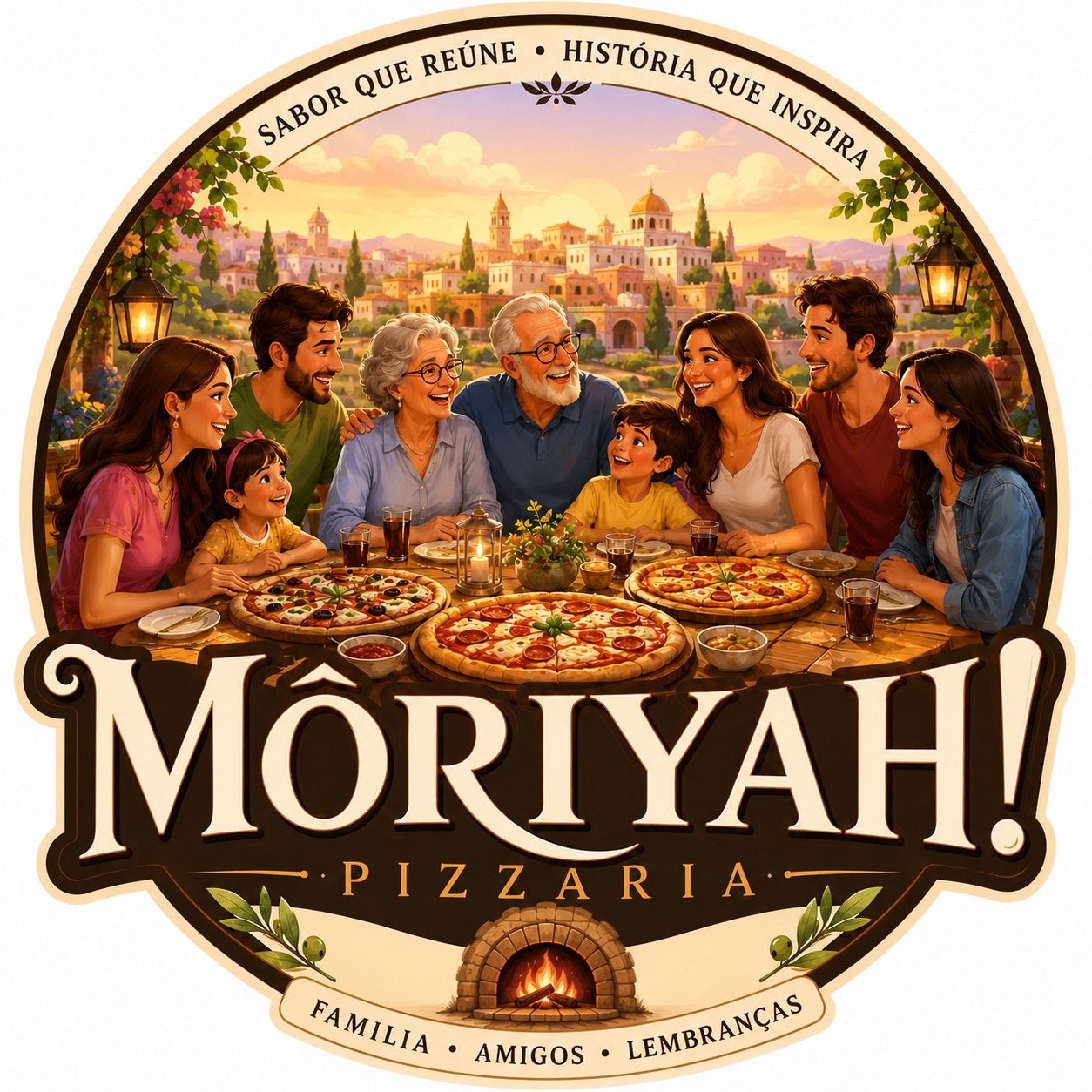 Môriyah Pizzaria — família reunida à mesa